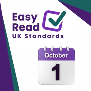 The logo of the UK Easy Read Standards. A calendar showing 1 October.